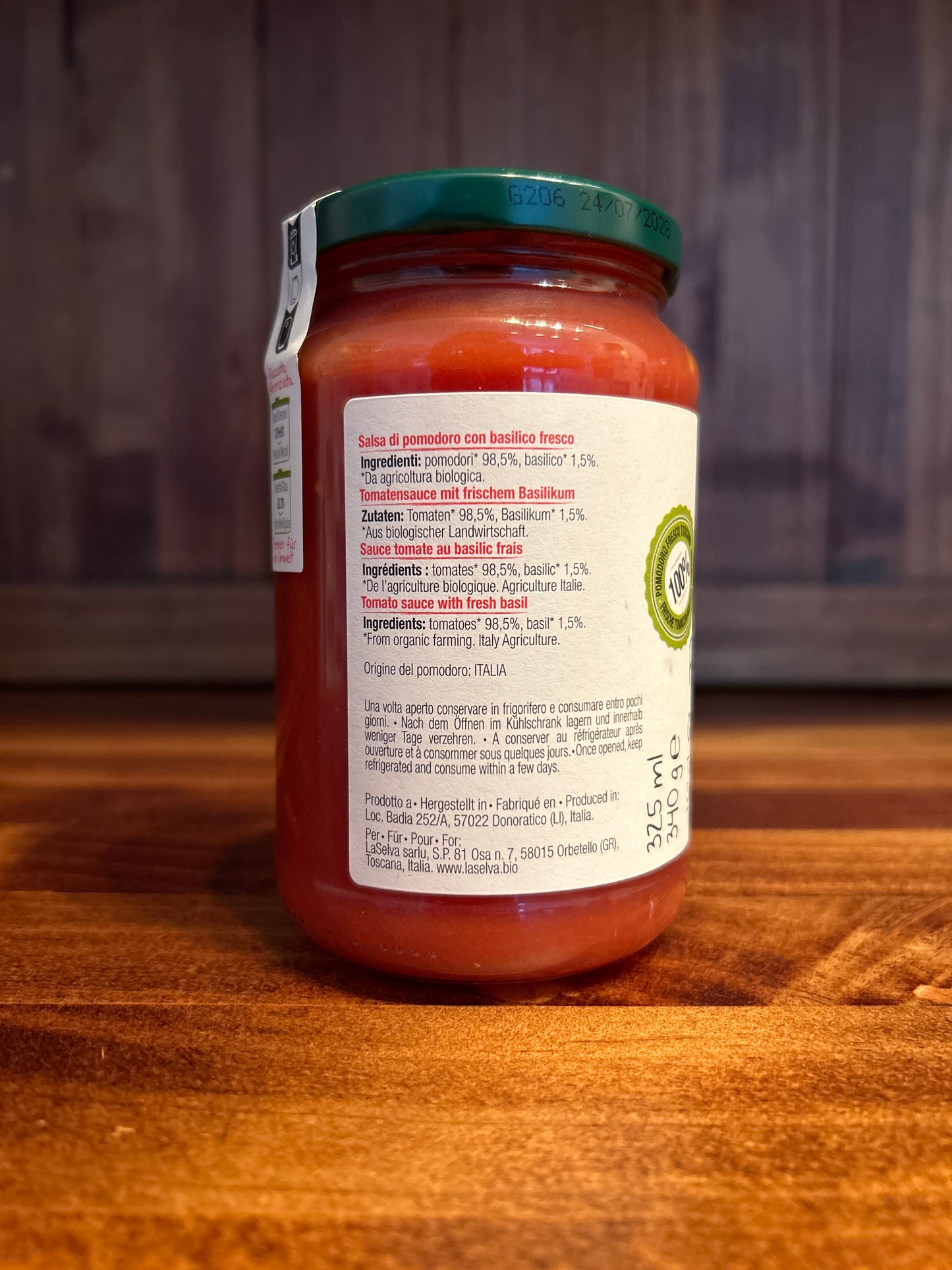 Pomodoro al basilico bio 340g