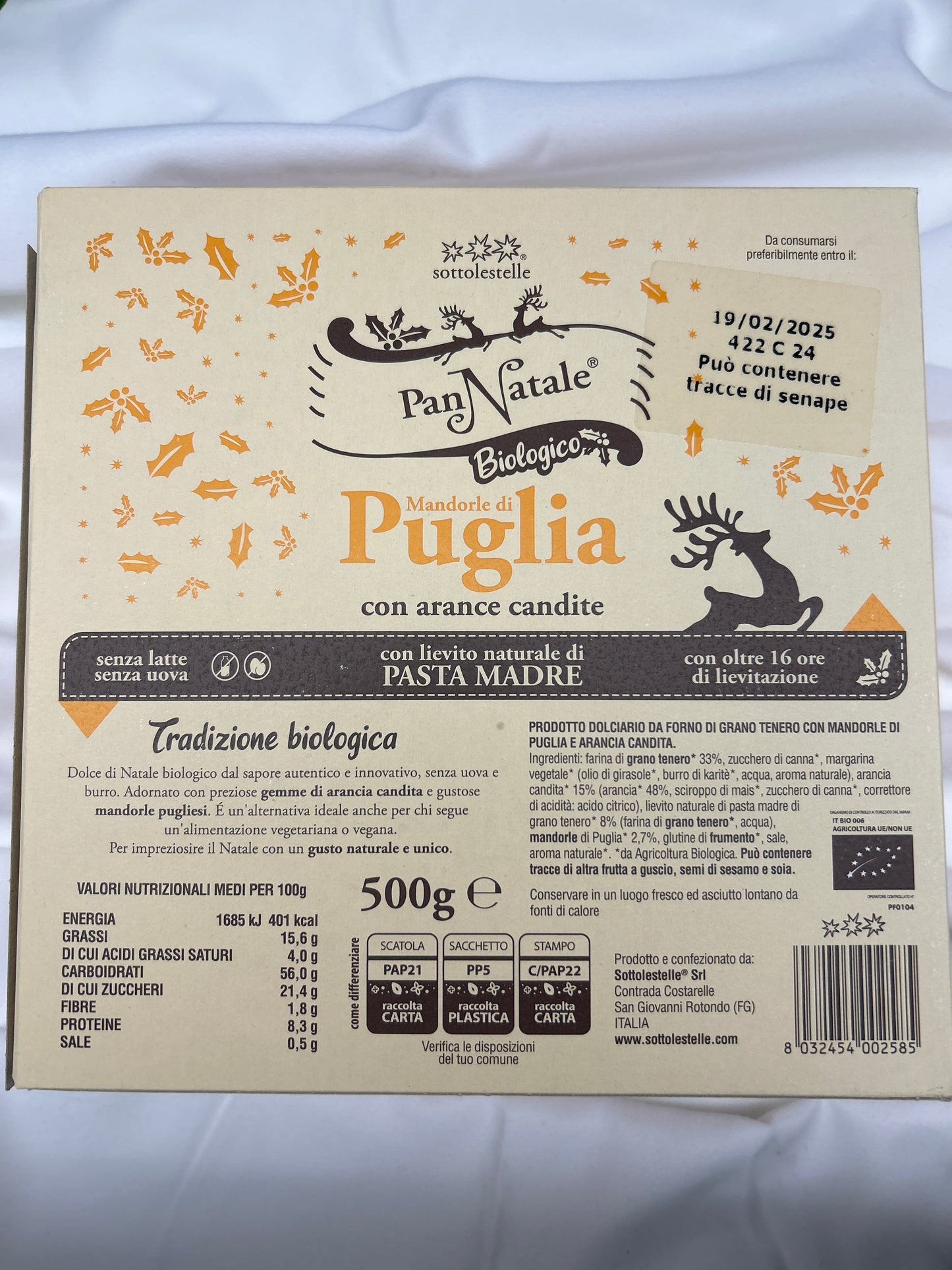 PanNatale bio con mandorle di Puglia e arance candite