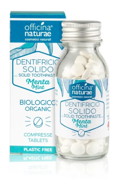 Dentifricio solido alla menta in compresse